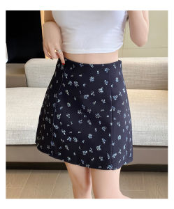 Elegant High Waist A-Line Mini Skirt Floral Print Versatile Half Body Skirt Station New Style European Simple Slimming Skirt