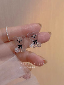 Summer Ice Bear Earrings Handmade Transparent Cute Unique Student Personality Jewelry Alloy Plated Silver Gold Animal Patterns