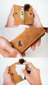 Gantungan Kunci Dompet STNK Kulit Sapi Crazy Horse Mobil Motor Vespa Keren Simple Minimalis Awet