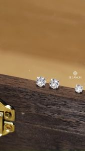 Bông tai nữ nụ đính đá chuôi bạc 925 Eleanor Accessories khuyên tai tròn basic phụ kiện trang sức 3240