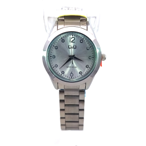 Q&Q Q82B-001PY Womens Silver Stainless Steel Watch with Crystal Accents