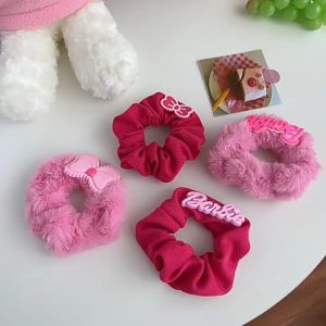 Gratis Semua - Ikat Rambut Scrunchie / Korean Style Hairband Cepol / Ikat Rambut Bulu Halus Pink