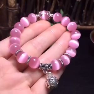 10 MM White Natural Crystal Opal Bracelet Vintage Alloy Ladies Beaded Bracelet  Crystal Fashion Rhinestone Beads