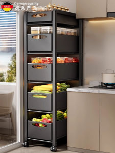 Multi-Functional Carbon Steel Kitchen Storage Rack Drawer Style Fruit And Vegetable Basket Mobile Multi-Layer Shelf Luxury Style