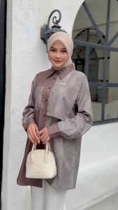 MDLY Baju kemeja atasan wanita/Kemeja Casual Kombinasi Rose Cotton Print/Aeryn Shirt by MDLY