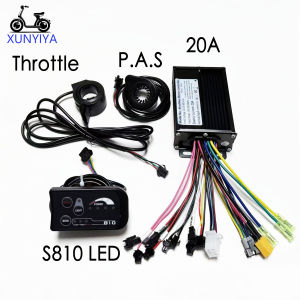 20A 24V/36V/48V Sine Wave Brushless Motor Controller 350W with S810 LED Display PAS 12 Magnets and Throttle Set for E-bike