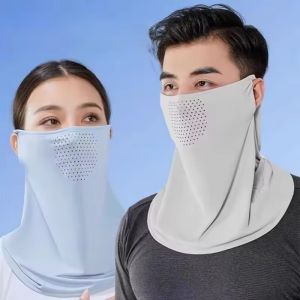 Summer Hanging Ear Style Sunscreen Mask Men Women Mesh Ice Silk Dustproof Neck Cover Breathable Neck Protection Integrated Cycling Mask