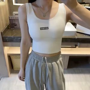 Tanktop Wanita Motif Polos Korean Style / Atasan Wanita Crop Top Kekinian Tanpa Kawat With Cup Bra Import Korea Fashion SM P364