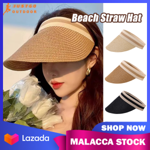Large Brim Straw Hat Empty Top Women Sun Hat Sunscreen Fashion Travel Sun Hat Summer Sun-Proof Caps Topi Pantai Perempuan
