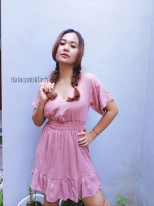 halocantikfashion - NEW!!! mini dress kekinian dress wanita ivy candy backless warna basic polos dengan tali ikat