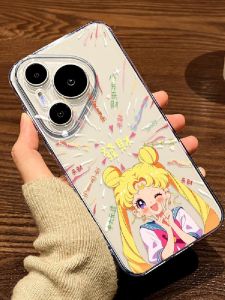 Huawei Pura80/70ultra Phone Case Transparent Cartoon Firework Girl Sailor Protective Shell for Women New Autumn Winter Design