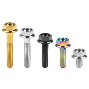 Wanyifa Titanium Bolt M6 X 10 15 20 25 30 35mm Flange Drilled Head Hex Screw DIN 6921 for Bike Parts Grade 5 Titanium Alloy Fasteners