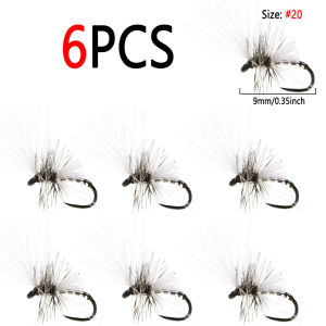 6PCS #20 Barbless CDC Parachute Dry Fly Rooster Hackle Artificial Emeger Insect Bait For Trout Grayling Perch Bass Fishing Lure