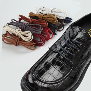 Leather Shoelaces 1Pair Cotton Waxed Shoelaces Mens Black Waxing Business Boots Leather Boots Round Shoe Rope Linen Fine Laces