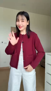 VILA | Roselle VL113 เสื้อคาดิแกนคอเปียกระเป๋าหน้า