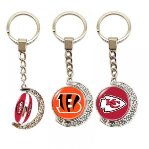 NFL American Football Team Double-Sided Time Stone Crescent Keychain Automobile Hanging Ornament