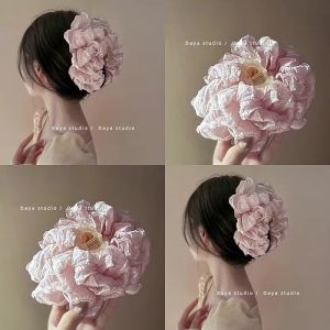 Large Multi-Layer Butterfly Knot Hair Clip Baby Pink Travel Hair Card for Women Hair Volume Enhancing Shark Hair Accessories