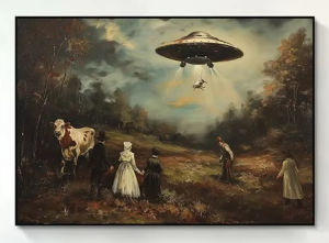 UFO Cow Alien Farm Jigsaw Puzzle 500/1000/1200/2000PCS Vintage Surreal Scene Focus Activity Leisure Time Gift