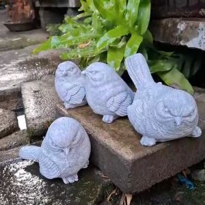 นกแก้ว นกกระจิบคู่บ้าน นกปูนปั้นใช้สำหรับตกแต่งบ้าน สวน สวนถาด สนามหญ้า