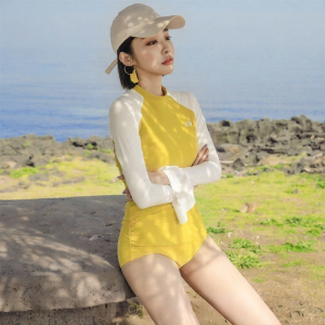 XIAZHIQING | Slimming High-Waisted Long-Sleeve Sun-Protective Swimsuit Separates