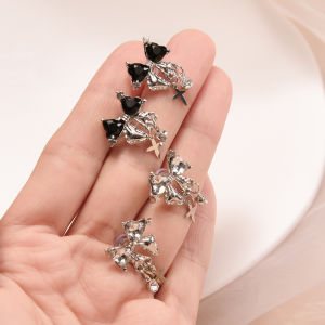 ILOVEDIY ต่างหูพลอยเทียมรูปหัวใจรูปดาวเครื่องประดับอัญมณีแฟชั่นต่างหูพลอยเทียมรูปหัวใจสำหรับเด็กผู้หญิง