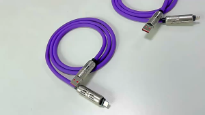 Nylon Braided 240W 6A Electroplated metal Fast Charging Cable for PD USB TO Type-C Hollow Out Design Colorful Glowing LED Display Colorful GlowingData Transfer & Fast Charge