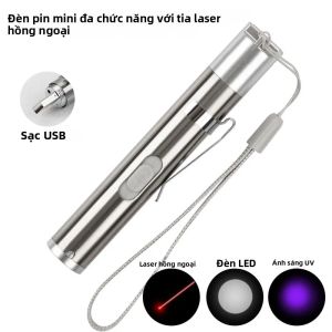 Đèn Pin Mini USB Sạc Lại 3 Trong 1 Tích Hợp Đèn LED Đỏ Tia Cực Tím & Laser Dụng Cụ Đa Năng Cho Gia Đình Thú Cưng Trẻ Em & An Toàn Cho Giáo Viên