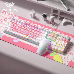 AULA | Bộ Bàn Phím và Chuột Chơi Game DIY RGB Cartoon Công tắc Xanh
