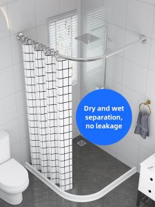 ห้องน้ํา Arc Shaped Magnetic Water Barrier ห้องอาบน้ําพาร์ทิชันผ้าม่านเปียกและแห้งแยกเครื่องมือวัสดุสแตนเลส