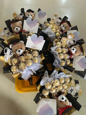 Graduation Bouquet with Ferrero Chocolate and soft bear