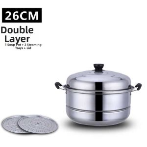 JUNENGLIANG | Thickened Large Capacity Stainless Steel Double Layer Steamer Pot