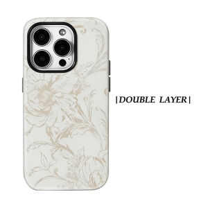 Potdemiel | Aurea Case Matte Bumper For Magsafe Case For iPhone 18 17 16 15 14 Plus 13 Pro Max Shockproof Hard PC Beige Baroque Floral Cover