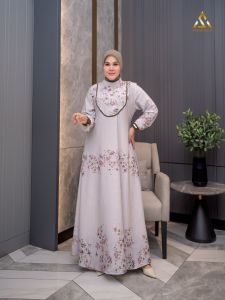 gamis Rania dress print embos premium by Arsyakayla