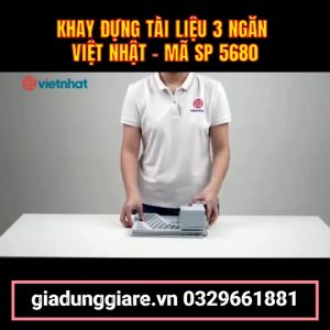 Khay đựng tài liệu 3 ngăn Việt Nhật A4 5680 giá để bàn đựng đồ văn phòng nhựa nguyên sinh