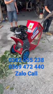 Máy băm cành cây băm thân cây ngô cỏ voi băm tàu dừa chạy xăng - Có bánh xe di chuyển tiện lợi