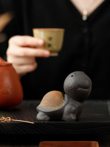 Handmade Purple Clay Tea Pet Ornament Cute Big Head Turtle Livable Cartoon Style Table Decoration Thick Clay Gongfu Tea Accessories