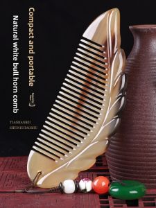 Natural White Buffalo Horn Comb for Men And Women Long Hair Special Use Bag Combs Home Use Gift for Girlfriend