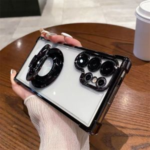 other | Luxury Magnetic Plating Stand Shockproof Case For Samsung Galaxy S25 S24 Ultra S23 S22 S20 Note 20 10 Plus Lens Protection Cover