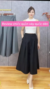 Quần váy nữ dáng dài Thun Thời Trang MÀU ĐỎ ĐÔ -QVD