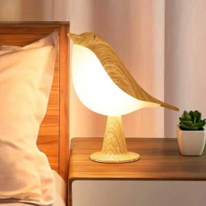 โคมไฟตั้งโต๊ะขนาดเล็กแบบชาร์จไฟได้ โคมไฟรูปนกน่ารัก โคมไฟไร้สาย อุณหภูมิสี 3 สีและเซ็นเซอร์สัมผัส ไฟกลางคืนสำหรับเด็ก ห้องนอน