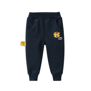 Boys Fleece-Lined Trousers Thin Velvet Children Autumn and Winter Thermal Pants Children Casual Sports Trousers Tiger Trendy Child Western Style