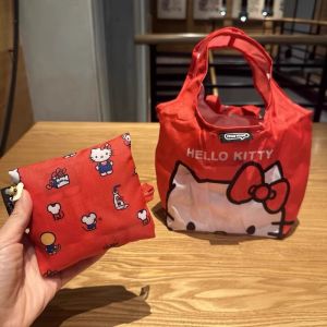 กระเป๋าใส่ถ้วยเครื่องดื่ม Kt Cat สุดน่ารัก กระเป๋าสานแบบพับได้ กระเป๋าใส่กล่องอาหารกลางวัน ผลิตจากวัสดุที่ย่อยสลายได้ในธรรมชาติ