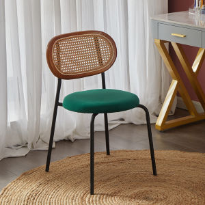 Nordic Rattan Dining Chair Household Solid Wood Armchair Modern Simple and Light Luxury Coffee Chair Study Chair Casual Negotiation Chair