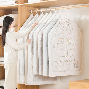 Hanging Vacuum Storage Bag with Hanger Dust-Proof Bag Clothes Compression Organizer Space Saver