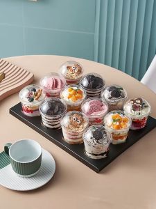 25pcs Clear Mousse Cups Pudding Cups With Lids 200ml (7oz)
