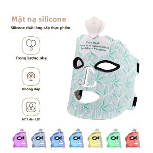 Mặt Nạ LED Silicon 7 Màu Mềm Dẻo Làm Đẹp Da Bằng Photon Phục Hồi Và Làm Trắng Da