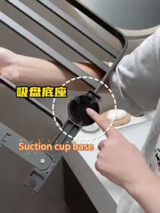SG STOCK Suction Cup Bathroom Storage Rack No-Drill Towel Storage Towel Rack Integrated Bathroom Set Shelf Rack