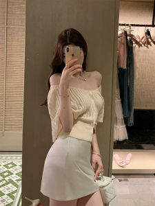 ZHILU | One-Shoulder Ruffled Waist-Slimming Thin Knitwear