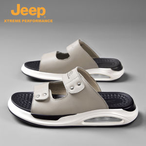 Jeep | Jeep Mens Leather Air-Cushioned Slippers Breathable Beach Shoes Anti-Slip Large Size Sandals Trendy Mens Footwear