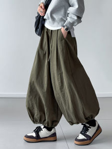 Retro American Style Womens Casual Pants Autumn New Quick Dry Sports Loose Slim Elastic Waist Corduroy Lantern Pants